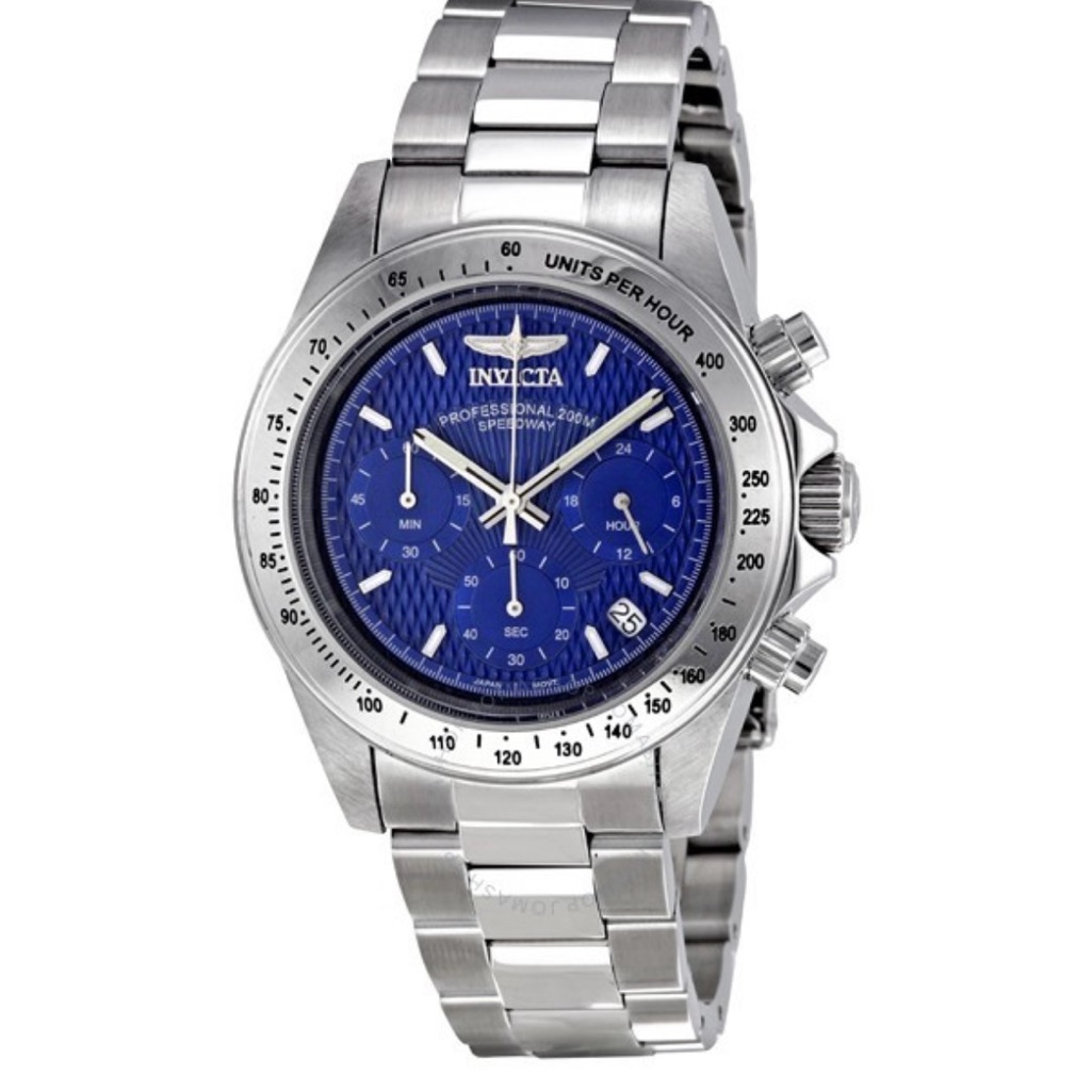 Mens Invicta 9329 Speedway Chronograph Blue Dial Steel Bracelet Watch